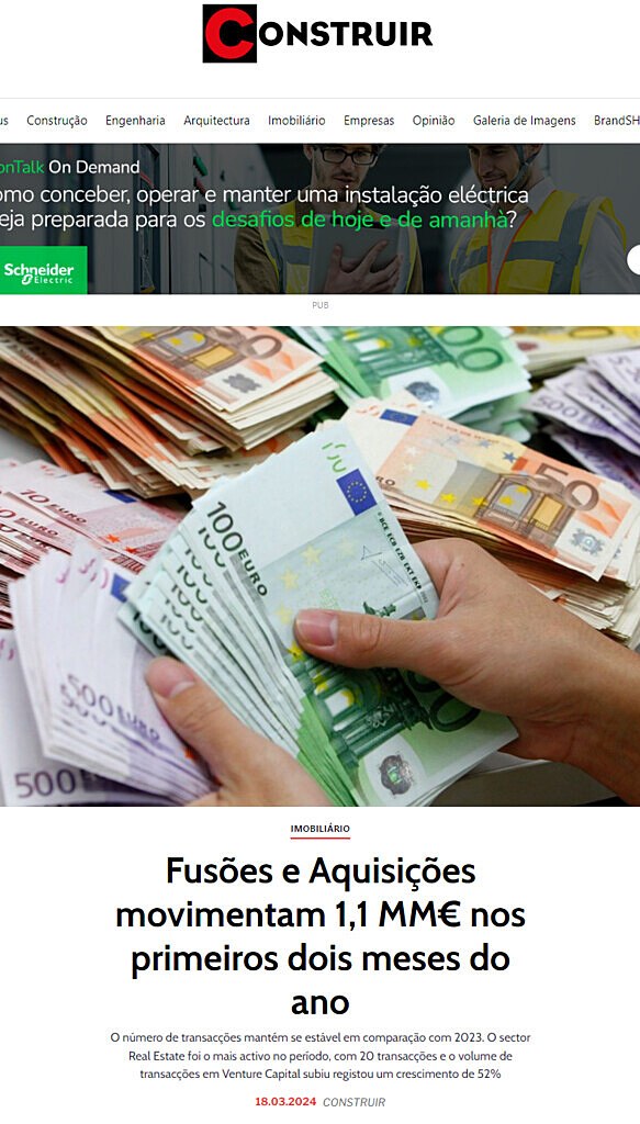 Fuses e Aquisies movimentam 1,1 MM nos primeiros dois meses do ano